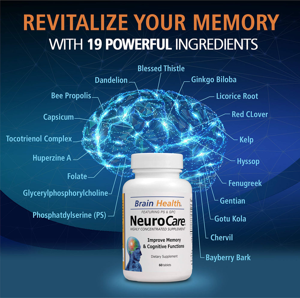 Open Neuro Care bottle by Vitamins Organic Farms with tablets ready for use.