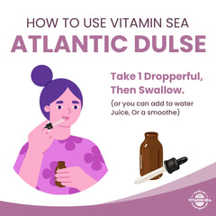 Vitamin SEA Dulse Extract label highlighting clean, alcohol-free formula.