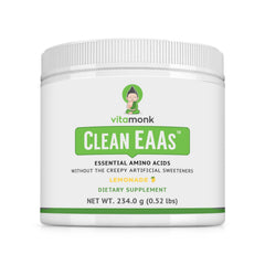 VitaMonk Clean EAA lemonade bottle for clean pre-workout energy.