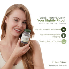 Vitanergy capsules close-up highlighting hydration and balanced tone potential
