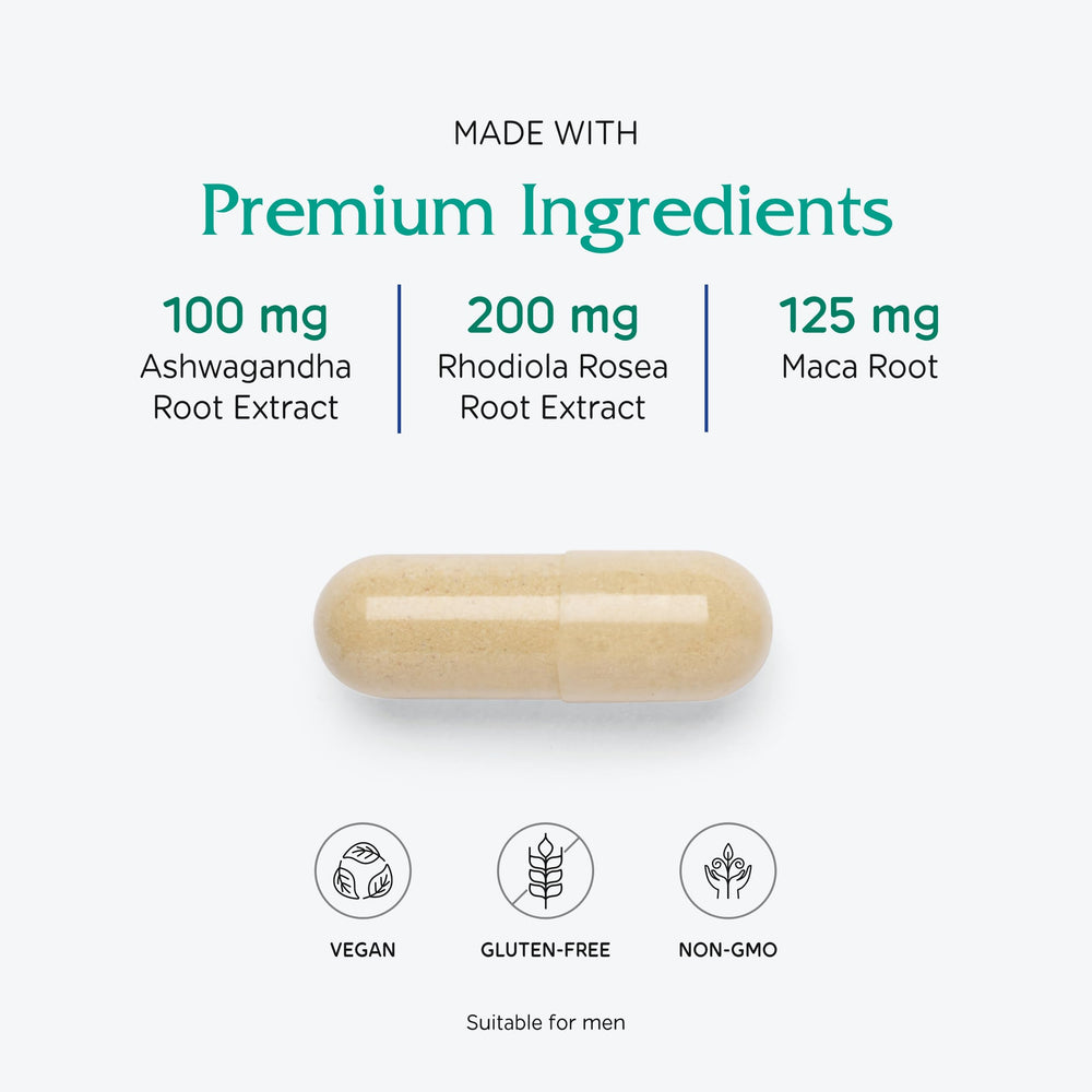 Vitanica Adrenal Assist ingredients panel—nutrients supporting adrenal harmony.