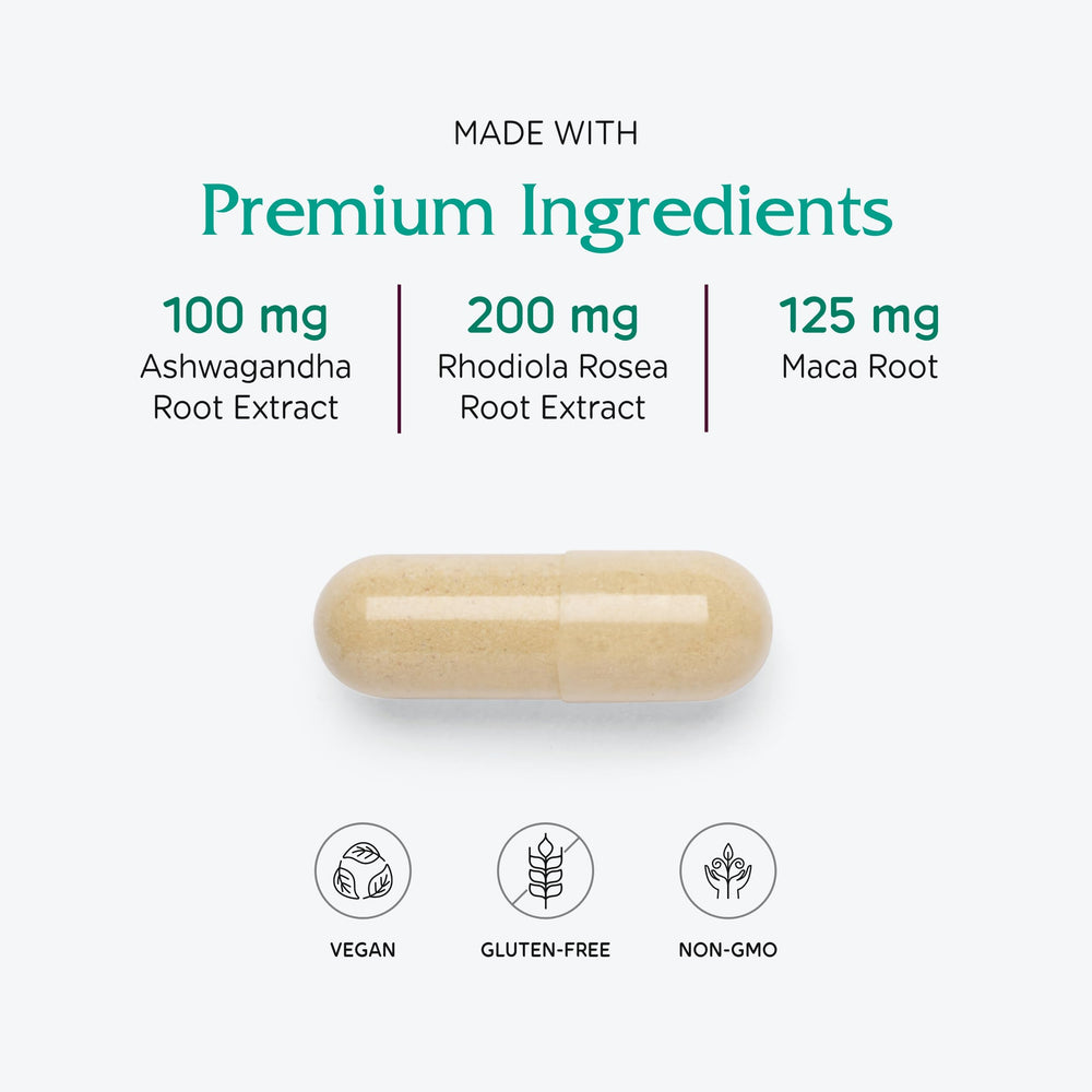 Label close-up on Vitanica Adrenal Assist showing ingredients
