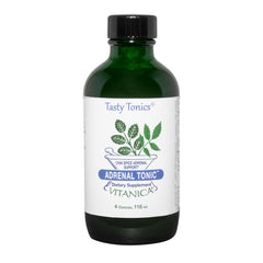 Vitanica Adrenal Tonic bottle in green glass for daily stress support.
