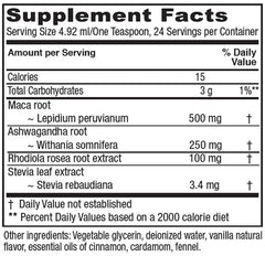 Vitanica Adrenal Tonic label highlights maca ashwagandha and rhodiola ingredients