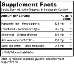 Vitanica Digestion Tonic bottle pour demonstrates easy, tasty digestive support.