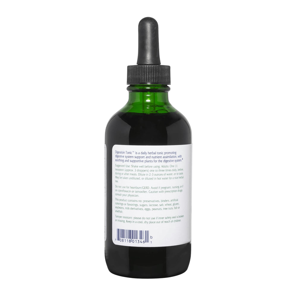 Vitanica Digestion Tonic being poured for convenient digestion support.