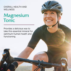Close-up of Vitanica Magnesium Tonic label highlighting vegan and gluten-free benefits