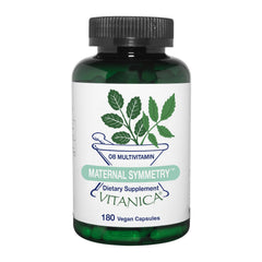 Vitanica Maternal Symmetry bottle front showing vegan prenatal support for pregnancy health