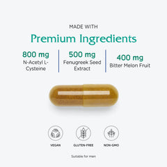 Capsules in hand for daily Vitanica Metabolic Manager routine.