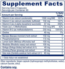 Vitanica MindBlend capsules close-up, highlighting vegan formula and clean ingredients