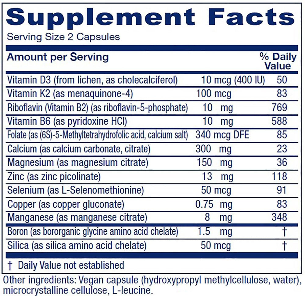 Vitanica OsteoBlend capsules close-up highlight plant-based minerals.