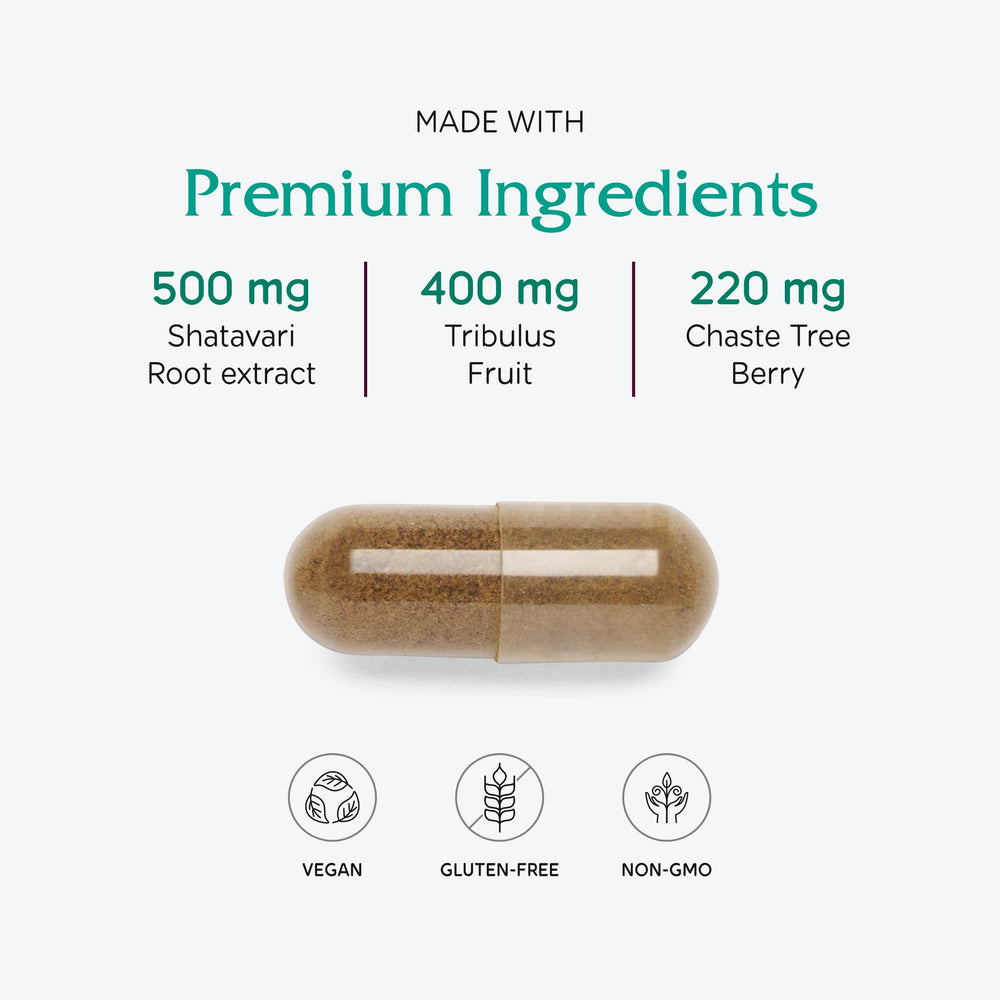 Tribulus and Chaste Tree on the bottle highlight ovulation support.