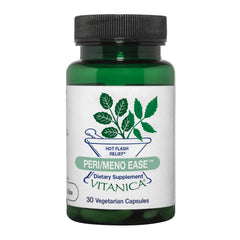 Vitanica Peri/Meno Ease bottle with capsules designed for hot flashes and night sweats relief