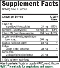 Vitanica Uplift bottle front showing vegan mood support capsules