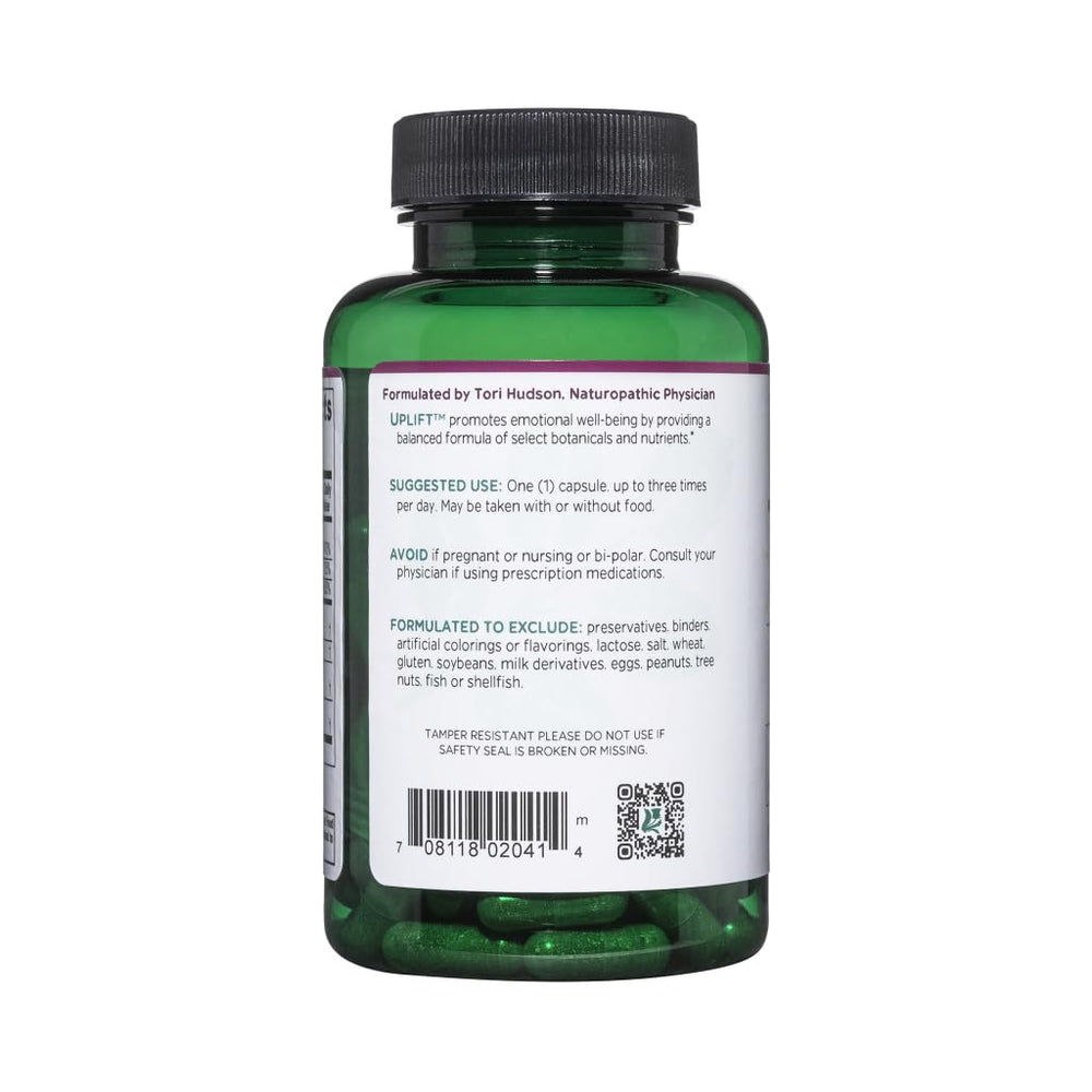 Vitanica Uplift label view highlighting mood-support nutrients.