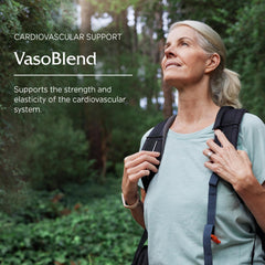 Label detail on VasoBlend with ingredients and vegan seal