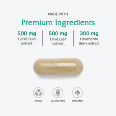 Vitanica VasoBlend olive leaf closeup emphasizes natural botanicals for cardiovascular care.