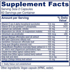 Vitanica Women's Phase I label closeup highlighting vegan ingredients.
