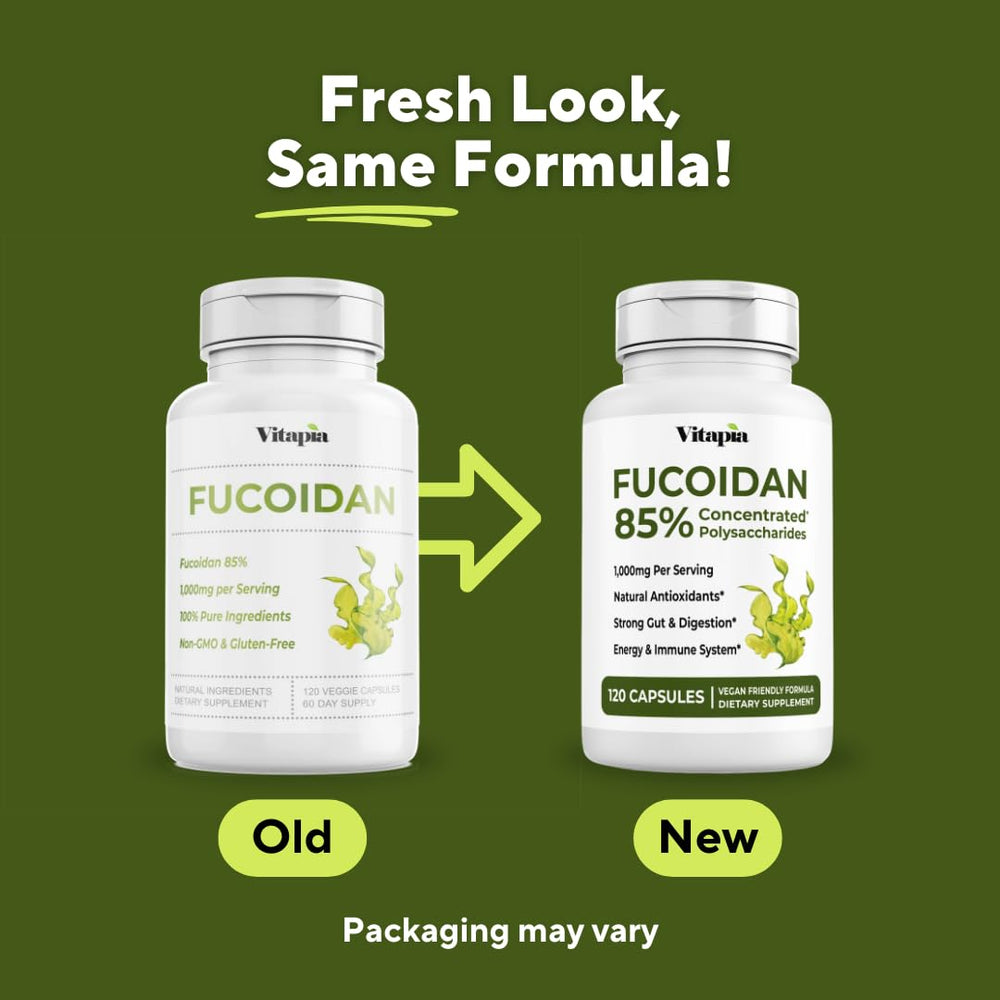 Vitapia fucoidan capsules easy-swallow veggie capsules for convenient daily use.