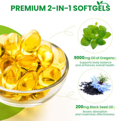 VITARENEW Black Seed Oil softgels bottle highlighting the dual-ingredient blend.