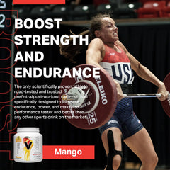 Vitargo 1lb mango packaging front view optimized for workouts.