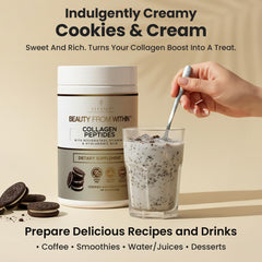 Vitasei cookies-cream glass with drink highlighting delicious flavor.