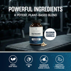 VITASEI Testronix capsules in hand show easy-to-take daily supplement.