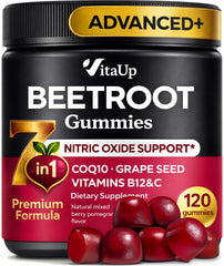 VitaUp Beet Root Gummies bottle front highlighting energy support and natural ingredients