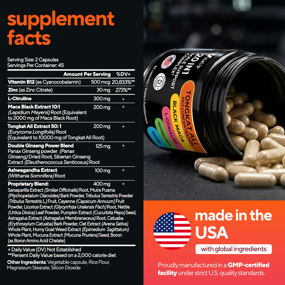 VitaUp black maca root close-up highlights natural energy support