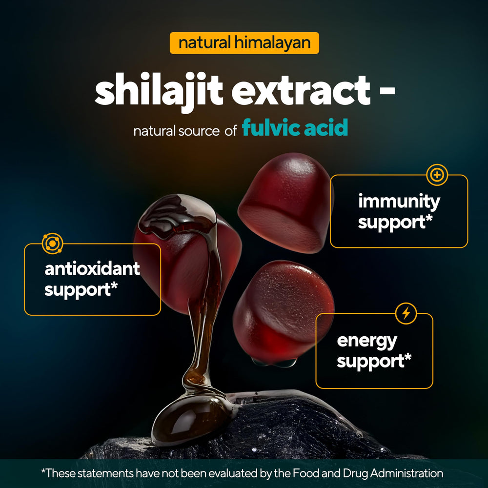 VitaUp Shilajit Gummies kitchen counter shot highlighting natural flavor.