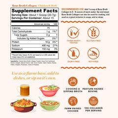 Vitauthority Bone Broth Collagen Chicken Noodle 16g protein per serving on label