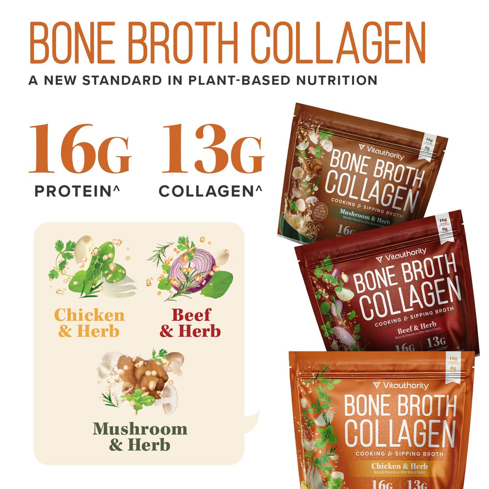 Vitauthority Collagen closeup highlighting slow-simmered, real-broth flavor and texture.