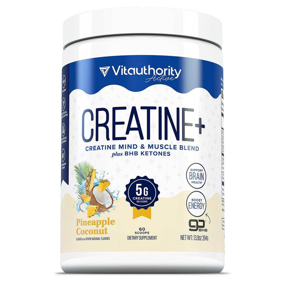 Vitauthority Creatine Monohydrate powder bottle for workouts and recovery.