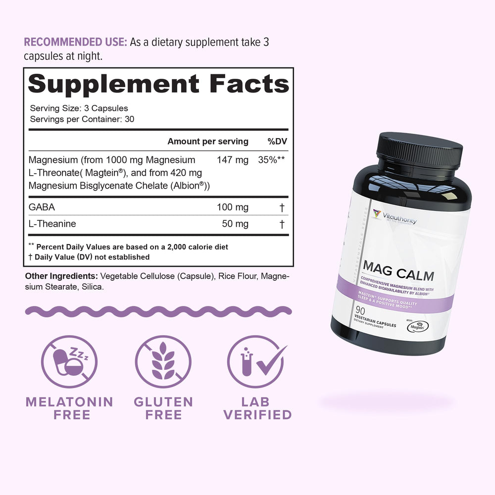 Vitauthority Mag Calm capsules pack shows convenient nightly use