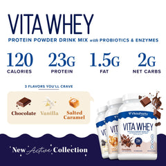 Close-up of Vitauthority label highlighting probiotics and enzymes for digestion-friendly nutrition