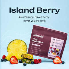 VitaWild Island Berry stick dispense showing quick dissolve for active days