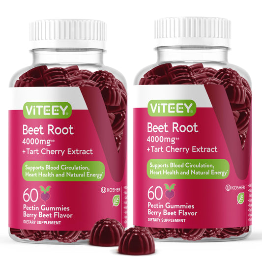 Viteey Beet Root Gummies berry flavor bottle for daily vitality.