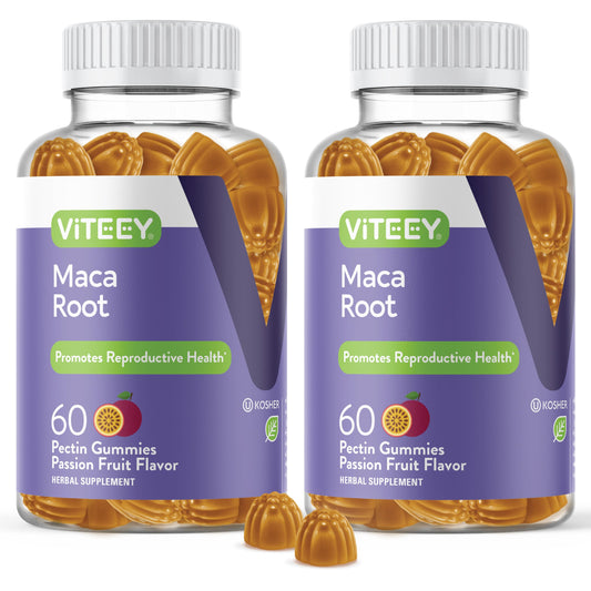 Viteey Black Maca Root Gummies bottle for on-the-go daily energy support.