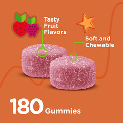 Viteey Kids Calcium Gummies fruit flavor highlighting kid-friendly intake.