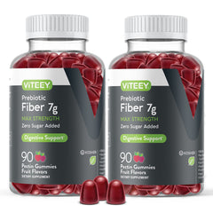 VITEEY prebiotic fiber gummies jar shows 180-count bottle for daily digestive support.