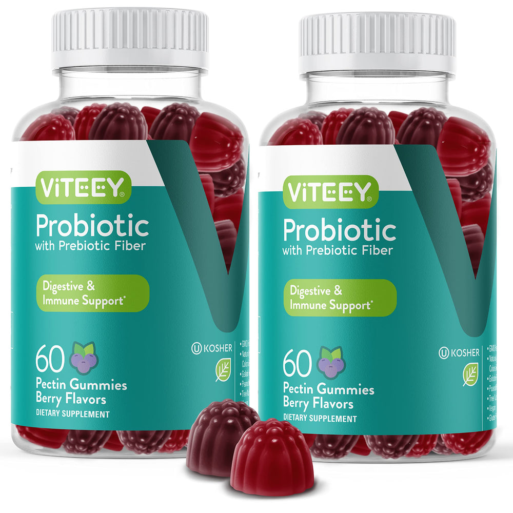 Viteey Probiotic Gummies bottle front showing daily gut support.