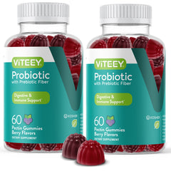 Viteey Probiotic Gummies bottle front showing daily gut support.