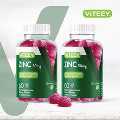 Viteey Zinc Gummies berry flavor closeup with tasty appeal.