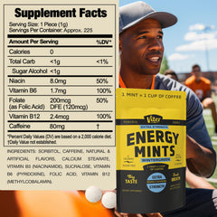 Viter Energy mint in hand shows compact, convenient energy bite.