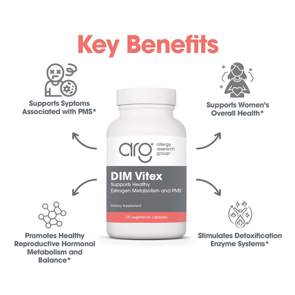 Vitex berry extract standardized closeup highlighting pituitary communication support in Allergy Research Group DIM Vitex.