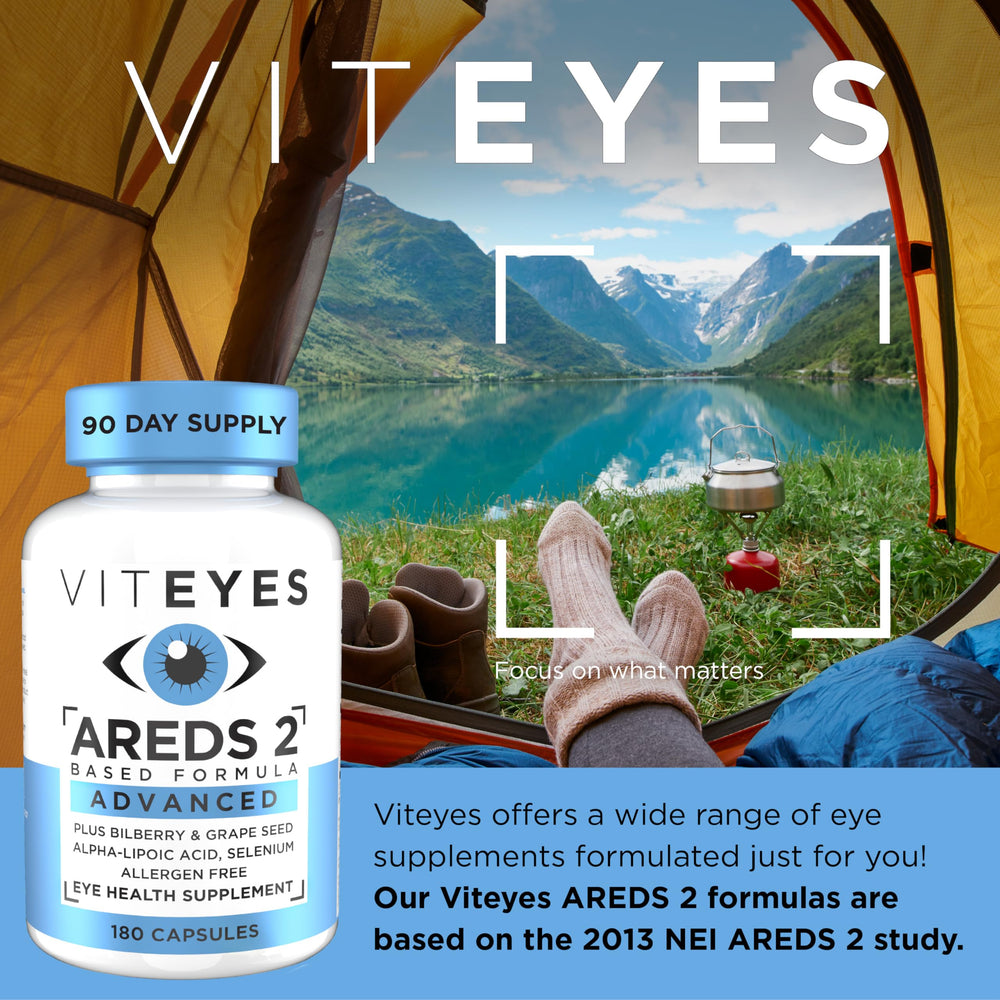 Viteyes AREDS2 capsules closeup with lutein and zeaxanthin for eye health