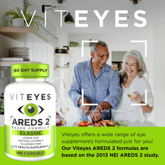 Close-up of Viteyes AREDS2 capsules highlighting easy swallowing