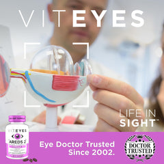 Viteyes omega-3 softgels closeup shows EPA and DHA content.