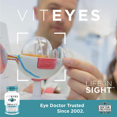 Viteyes Omega-3 TG label shows EPA and DHA amounts for clear supplementation details.