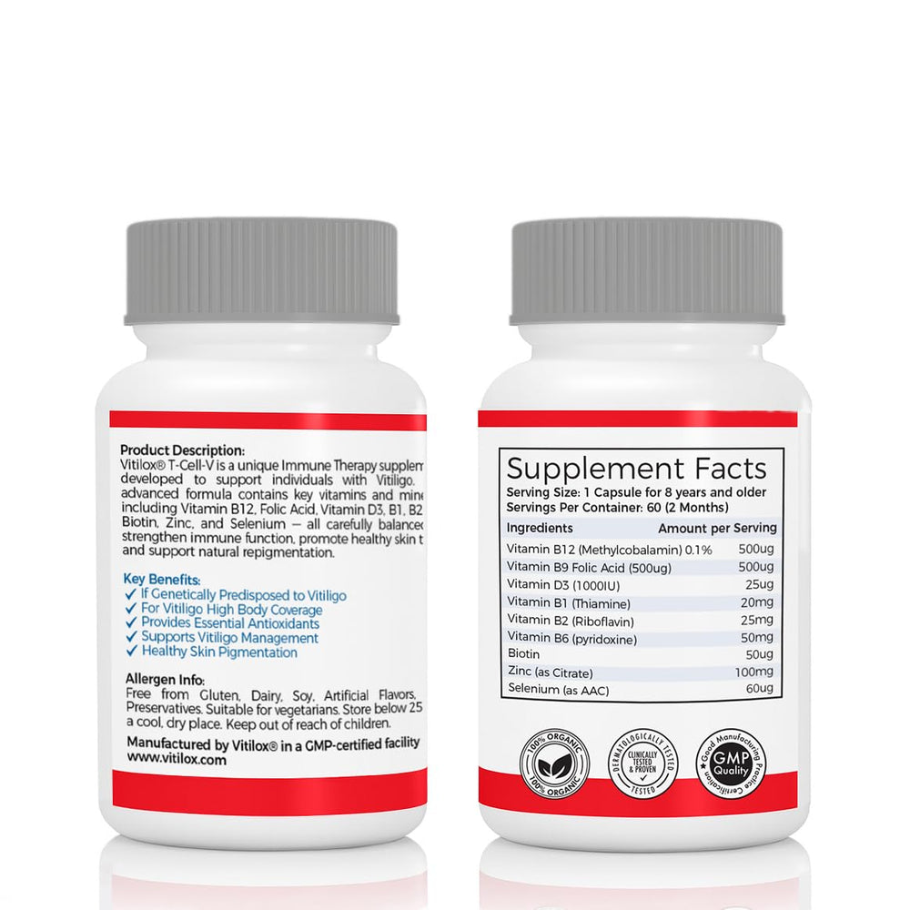 Vitilox T-Cell-V capsules in a clear box for ongoing maintenance
